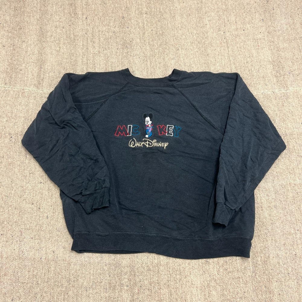 Vintage Mickey Mouse Sweatshirt Mens Large Black 1990s Walt‎ Disney
